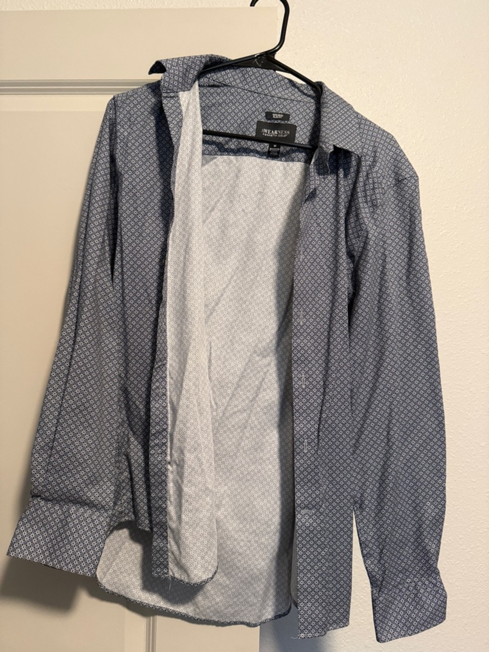 Kenneth Cole Blue Patterned Button-Up Shirt Jacket